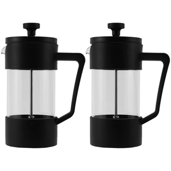 Tea / coffee maker 2X French Press, кафе съобщение от утолщенного borosilicate стъкло, не ръждясва и може да се мие в миялна машина, черен