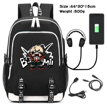 USB Раница My Hero Academia, чанти за училищни книги от аниме, чанти за феновете герои от анимационни филми, пътни чанти, верига за лаптоп, порт за слушалки, раници