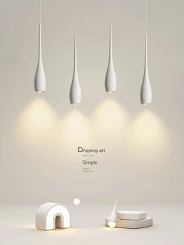 Модерен минималистичен Led Нощни Окачен лампа с дълга тръба, Творчески ресторант в Скандинавски стил, маса за Хранене в бар, Малък Полилей