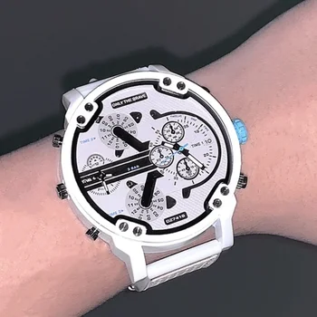 Часовници за мъже, големи часовник с голям циферблат, Нов модерен индивидуален силиконов колан, Бели кварцови часовници, спортни Бизнес часовници за жени