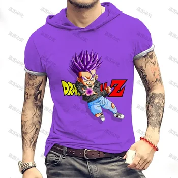 Мъжки t-shirt Goku С качулка 2024 NEW борба зеленчуци S-3XL Dragon Ball Z Стръмни Улични ризи Summer Y2K Trend Saiyan Harajuku Аниме