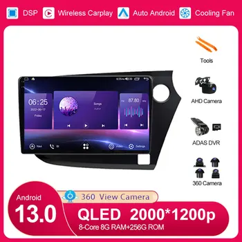 Автомагнитола RHD Android 13 за HONDA INSIGHT 2009-2014 GPS Навигация QLED DSP мултимедиен плеър Carplay Авто стерео без DVD