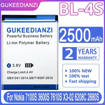 GUKEEDIANZI 2500 mah BL-4S BL4S BL 4S Батерия за Телефон Nokia 7100S 3600S 7610S X3-02 6208C 2680S Batterij + Номер на песен