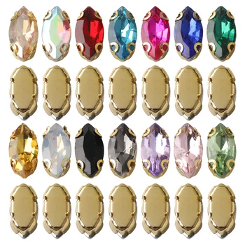 20pcs Стъклени кристали с размер 6x12 мм във формата на конски очи с пришитыми до когтям кристали, кристали и диаманти за шевни принадлежности за дрехи