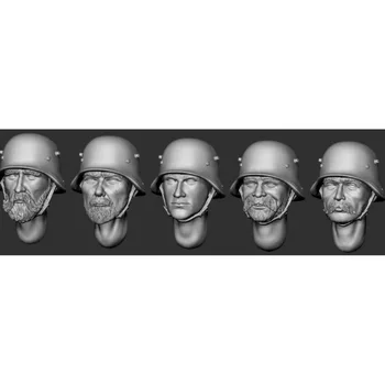 Колекция от модели на глави от смола за леене под налягане в мащаб 1/35, главата войници в шлемовете, 5 глави, дребни играчки, в разглобено формата и неокрашенная, 011X