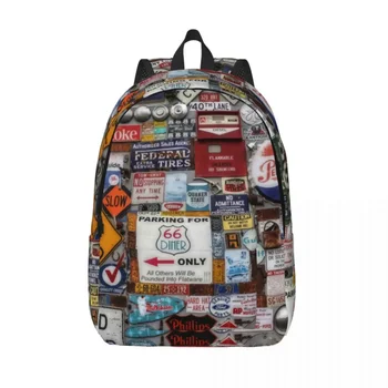 Платно раница America Highway за мъже и жени, водоустойчива чанта за училище насоки Маршрут 66 САЩ, чанта за книги с принтом
