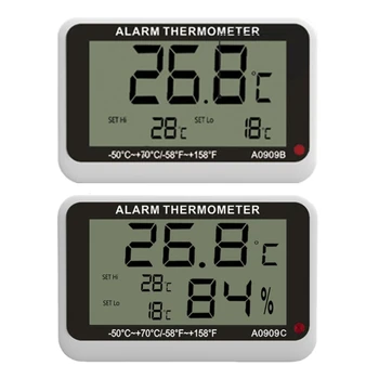 Термометър, вътрешен цифров LCD влагомер, измерване на температура и влажност на въздуха, Сигнализатор