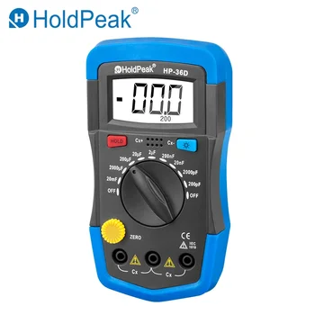 HoldPeak HP-36D Handheld capacimetro Цифров Измерител на Капацитет тестер 1999 броя Кондензатора електронен инструмент за диагностика С Подсветка