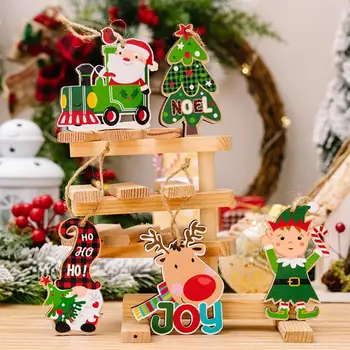 Подвесное украса, Дядо Коледа, окачен декор под формата на снежен човек, чудати коледни дървени висящи украшения на Дядо Коледа за парти