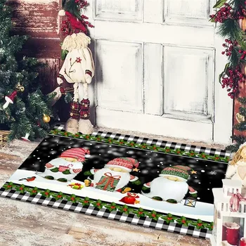 Коледен мат 2024 година, подложка във формата на снежен човек, Дядо Коледа, нескользящий впитывающий килим на балкона, кухненски килим коридор, Празнична подложка за крака с принтом