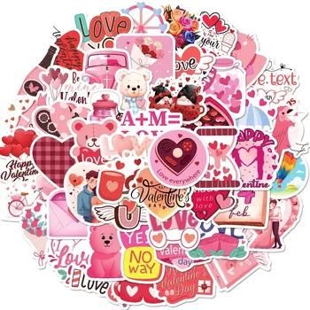 10/50шт INS Розови мультяшные етикети на Свети Валентин, графити, канцеларски материали за лаптоп, стикер 