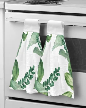 Скандинавските Зелени Листа от Тропически растения, Бяла кърпа за ръце, Кърпи за миене на съдове, Впитывающая плат, Кухненски Инструменти, Аксесоари за баня