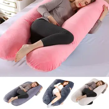 Мултифункционална възглавница за бременни жени, възглавница за легнало настрани, Свалящ се и моющаяся възглавница за сън U-образна форма, от чист памук