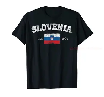100% Памук Ретро флаг на Деня на Независимостта на Словения от 1991 г., Сувенирни фланелки, подарък, хип-хоп МЪЖКИ ДАМСКИ тениски УНИСЕКС