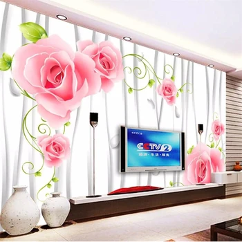 wellyu papel de parede Потребителски тапети 3D стенописи розова роза ТЕЛЕВИЗИЯ фон на стената дневна спалня ресторант на открито 3d тапети
