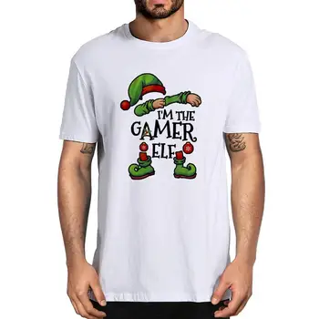Памучен риза Унисекс I ' m The Gamer Elf Family, Подходящ Коледен Група Подарък, Мъжка Тениска от 100% памук С къс ръкав, Дамски Тениска
