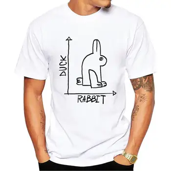 Мъжка тениска с оптична илюзия FPACE Duck Rabbit, тениски с принтом прости линии, готините тениски с къс ръкав, Забавна незаменим тениска