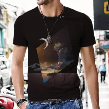 2023 Нова креативна тениска с изображение на нощното небе, ежедневни потници, мъжки тениски с 3D-модел, лятна тениска