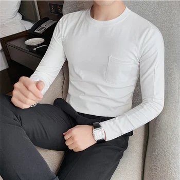 2023 Мъжки пролетни висококачествени ежедневни ризи с дълъг ръкав/мъжки приталенная тениска за почивка Плюс размер S-3XL