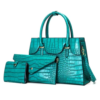 Комплекти от 3 теми Дамска чанта, Луксозни чанти Чанта за пазаруване с голям капацитет на Дамски чанти през рамо дамски Чанти-незабавни посланици Дамски ежедневни чанти-тоут