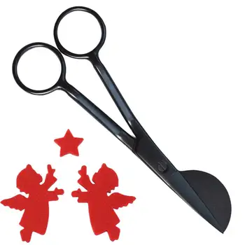 Ножици за апликации Нож от неръждаема стомана, острието ергономична форма, двойно извита изместена дръжка, ножици за конци