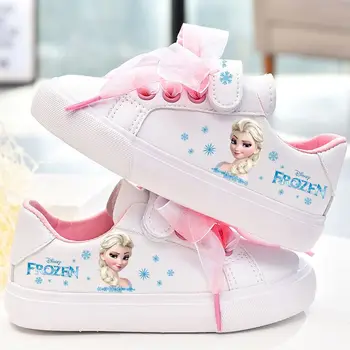 Парусиновые обувки с бял нос за момичета Disney, замразени принцеса, нескользящая спортни ежедневни обувки с мека подметка за момичета в подарък