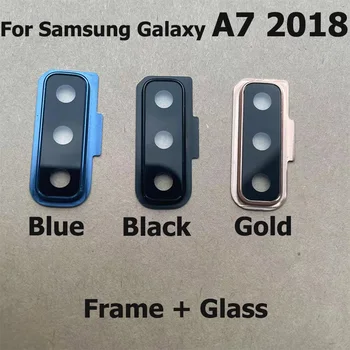 На оригиналния Samsung Galaxy A7 2018 Стъкло на обектива на камерата за обратно виждане с кръгла рамка A750