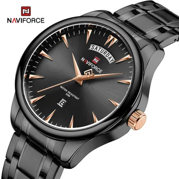 NAVIFORCE Мъжки часовници Най-добрата марка, модерни спортни часовници, луксозни мъжки военни Ръчен часовник с метална каишка, водоустойчив кварцов часовник, мъжки часовник