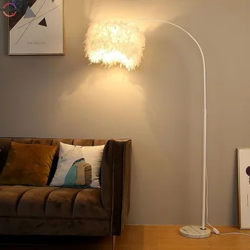 Вертикален лампиона Crystal white feather за дневна, кабинет, спалня, нощни лампиона