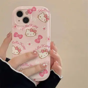 Kawai Аниме Sanrio Hello Kitty Iphone14Promax13/12Pro/xr/xsmax11 Калъф С Ръкав Сладък Cartoony Защитен Калъф Прекрасен Подарък За Момичета, Играчка