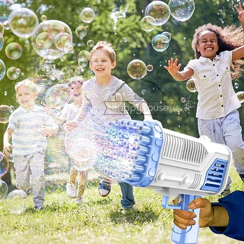 Детска машина за сапунени мехури Gatling с 36 дупки, вентилатор за деца, автоматичен пистолет за сапунени мехури, играчка за момчета