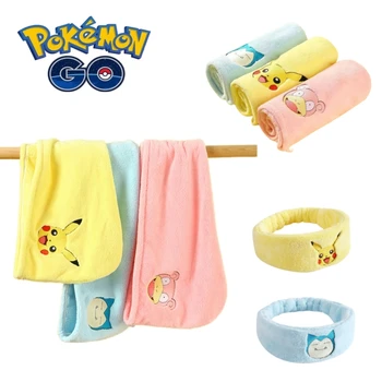 Капачка за суха коса Pokemon Pikachu Snorlax, Утолщающее изсушаване быстросохнущее кърпа, Увита шапка за душ, кърпа за миене на главата