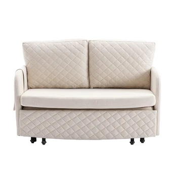 Малък разтегателен диван-futon с таблата, 2 възглавници и странични джобове за хол