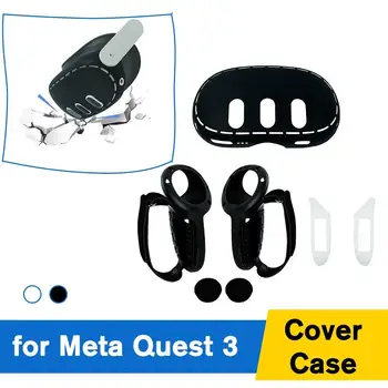 Силиконов калъф за контролера на 10-в-1 Калъф За слушалки Meta Quest 3 VR Grip Protector Head Face Cover Eye Pad Дръжка За захващане на Бутона на Капака