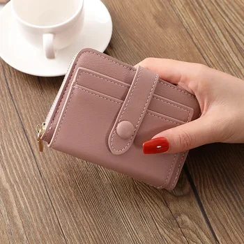 Малка дамска къса дамска чанта Новата версия на корейския с няколко карти, на международна търговска чанта с голям капацитет, женски малък портфейл, чанта за карти