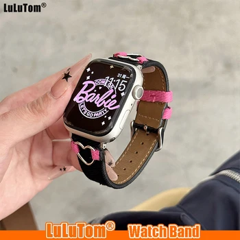 Платното Каишка От Телешка Кожа За Apple Watch 8 Band Ultra 49 мм 45 44 42 мм 38 40 41 мм Стилни Гривни Love Iwatch Series 8 7 6 SE 5 4 3