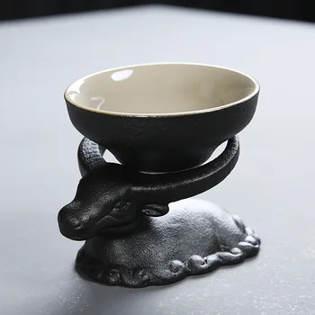Керамични Чаена статуетка Крава Кунг-фу Чай домашен любимец Фън шуй Китайски Традиционен Подарък за бродерия Милото Животно Създава Обстановка на домашен десктоп