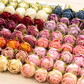 5 Броя изкуствени глави рози от коприна за Младоженци Сватбена украса на Масата с ръце Евтини шапки, изкуствени цветя, Аксесоари за Подарък кутия