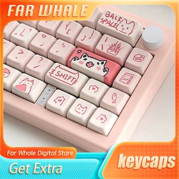 146 клавиши Pink Meow MDA Key Caps PBT Keycaps Keycaps Сладък Kawaii Keycaps За Механична Клавиатура Custom Keycap 66/68/78/85