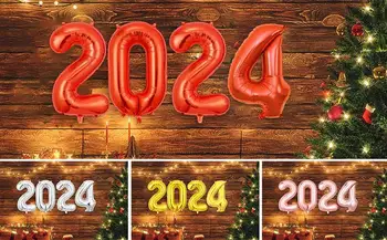 40-инчов балон с номер 2024 Златни топки от дълготрайни фолио 2024 балони от mylar Универсални гелиевые топки за Нова Година