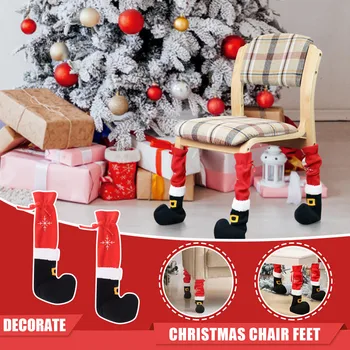 4 Бр 42 см калъф за краката на коледните бюрото и стола Коледна украса за дома Коледни чорапи на Дядо Навидад Нов 2024 година