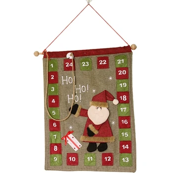 Коледна украса 448B, календар за обратно броене на вратата с джобове за 24 дни, адвент календари за фестивала Home Farmhouse