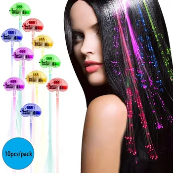 5 бр. led цветни светещи косичек, оптични заколок за коса, денс шипове за Коледно парти, сватбен подарък в бара