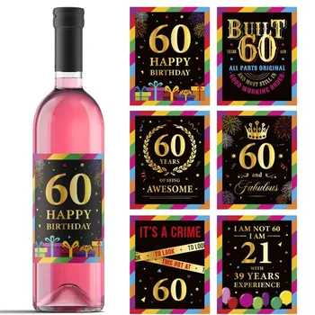 етикети за вино, етикети за 60-ия ден от раждането, за да проверите за честването на 60-годишнината от рождението на