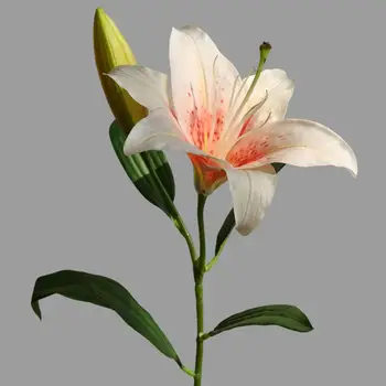 1 Клонка изкуствено цвете Красива прозрачна текстура, Лесен за почистване Начало декор Имитация на изкуствено цвете Лилия Цвете Лилия
