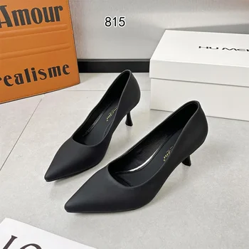 Пикантни обувки на висок ток, дамски летни обувки с остри пръсти, новост 2024 година, дизайнерски вечерни обувки, плитки елегантни обувки-лодка Mujer Zapatos