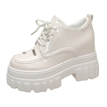Дамски обувки на платформа с височина 10 см, есенна ежедневни обувки за баща на дебела подметка, пешеходната масивна обувки, Пролетни дамски маратонки, Студентски обувки