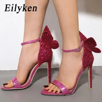 Eilyken /2024; Ново записване; сандали-лодка; дамски обувки с каишка на глезена и обтегач-пеперуда на ток; Пикантни сватбени обувки за партита в нощен клуб;
