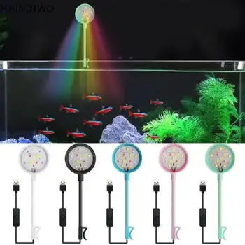 Аквариум рибки с led подсветка, малка лампа за отглеждане, Въртящи се ландшафтни лампи, USB Водоустойчив цветни светлини за аквариум