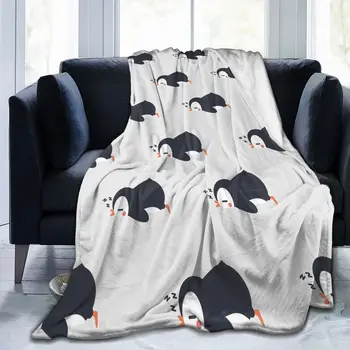 Сладки одеала с пингвини за сън Флисовые всесезонни топли одеяла с мультяшными животни за постелки Улично Плюшевое Коварен одеяло